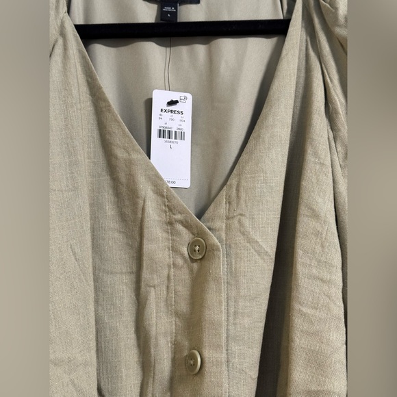 Express linen blend button up tie waist romper - Picture 15 of 16